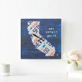 カリフォルニアライセンスプレートマップクロック スクエア壁時計 (ホーム)