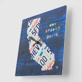 カリフォルニアライセンスプレートマップクロック スクエア壁時計 (傾斜)