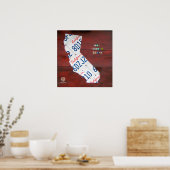 カリフォルニアライセンスプレートマッププリント ポスター (キッチン)