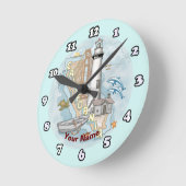 カリフォルニアライトハウスクロック ラウンド壁時計 (傾斜)