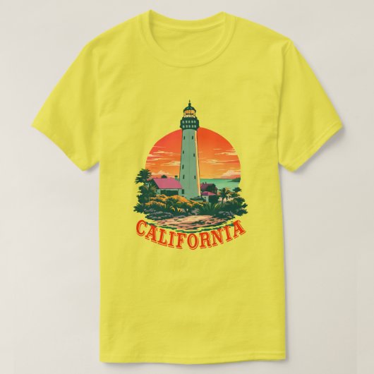 カリフォルニアライトハウスサンセットビュー Tシャツ (デザイン正面)