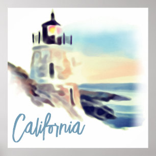 カリフォルニアライトハウスサン絵画セットズファインアート ポスター