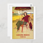 カリフォルニアラグーナビーチヴィンテージトラベルポストカード ポストカード (正面/裏面)