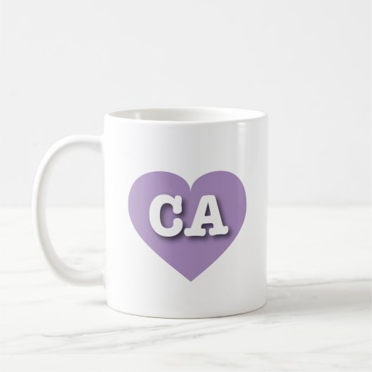 カリフォルニアラベンダーハート- I love CA コーヒーマグカップ (左)