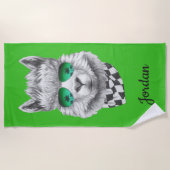 カリフォルニアラマは|あなたの名前を加えます ビーチタオル (正面)