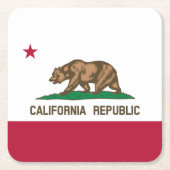 カリフォルニアリパブリック熊の国旗：カリゴールデン州 スクエアペーパーコースター (正面)