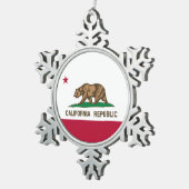 カリフォルニアリパブリック熊の国旗：カリゴールデン州 スノーフレークピューターオーナメント (右)