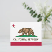 カリフォルニアリパブリック熊の国旗:カリゴールデン州 ポストカード (スタンド正面)
