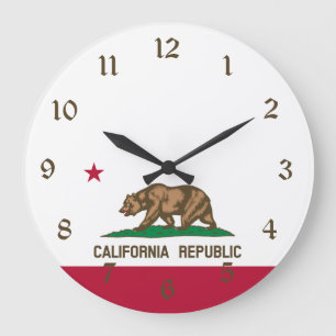 カリフォルニアリパブリック熊の国旗:カリゴールデン州 ラージ壁時計