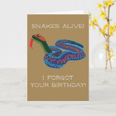 カリフォルニアレッドガータースネークベレーテッド誕生日カード カード (黄色い花)