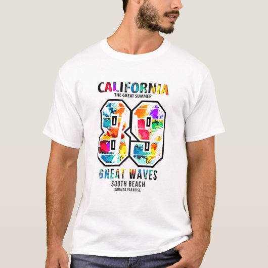 カリフォルニアレトロヴィンテージサマー89サウスビーチイン Tシャツ (正面)