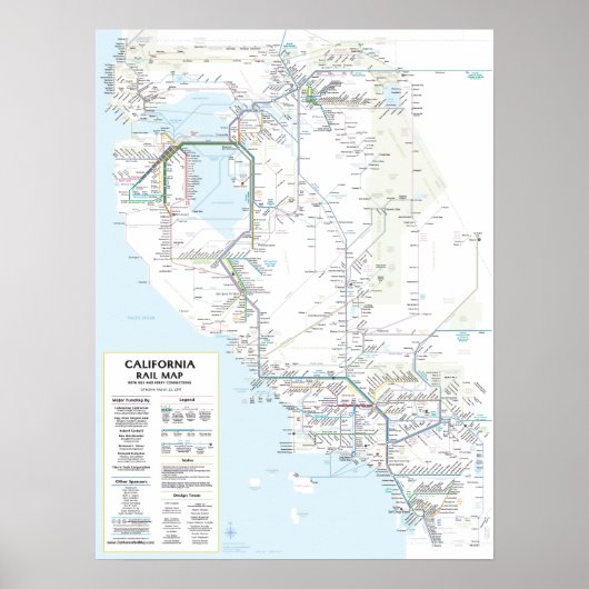 カリフォルニアレールマップv2.00 - 3/25/2017 ポスター (正面)