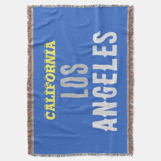 カリフォルニアロサンゼルスシティUSAレトロヴィンテージブルー スローブランケット (正面縦)