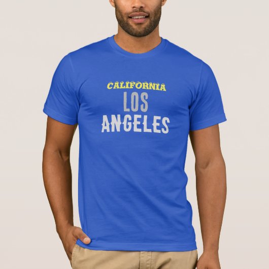 カリフォルニアロサンゼルスシティUSAレトロヴィンテージブルー Tシャツ (正面)