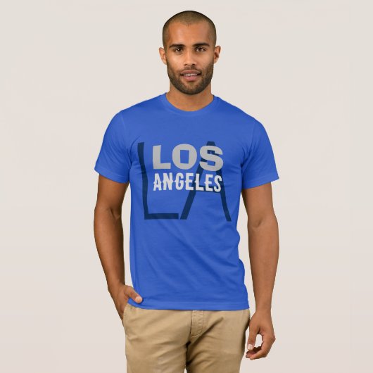 カリフォルニアロサンゼルスシティUSAレトロヴィンテージブルー Tシャツ (正面フル)