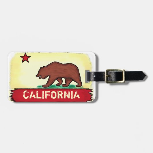 カリフォルニアローカル天然芸術的な旗の荷物のラベル ラゲッジタグ (正面横)