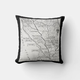 カリフォルニアワインカントリー地図ブラックピロー クッション