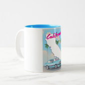 カリフォルニアヴィンテージスタイルバケーションポスター ツートーンマグカップ (正面左)