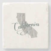 カリフォルニアヴィンテージタイポグラフィ州マップシェイプグレー ストーンコースター (正面)