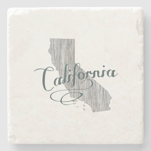 カリフォルニアヴィンテージタイポグラフィ州マップシェイプグレー ストーンコースター (正面)