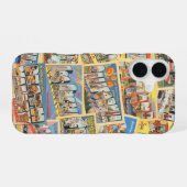 カリフォルニアヴィンテージポストカードCAシティコラージュレトロ iPhone 16ケース (裏面横)