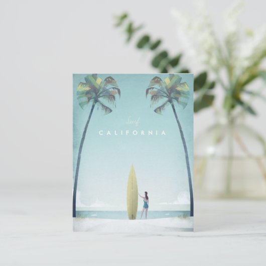 カリフォルニアヴィンテージ旅行ポスター – アートポストカード ポストカード (スタンド正面)