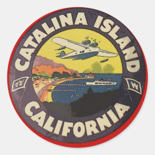 カリフォルニアヴィンテージ旅行荷物ラベル ラウンドシール