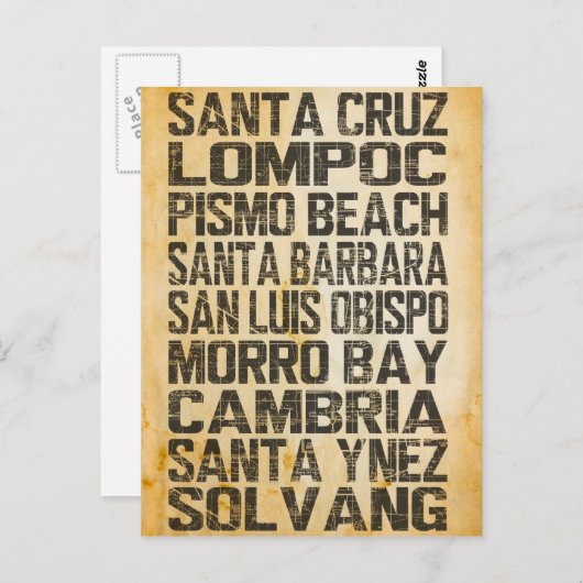 カリフォルニア中央海岸はがき ポストカード (正面/裏面)