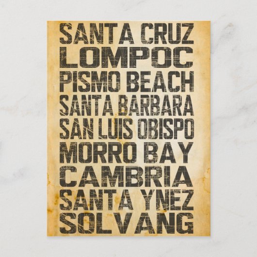カリフォルニア中央海岸はがき ポストカード (正面)