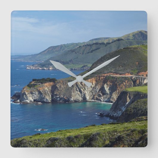 カリフォルニア中央海岸 スクエア壁時計 (正面)