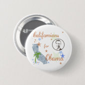カリフォルニア人はオバマを支持 Button Democrats '08 缶バッジ (正面&裏面)