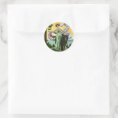 カリフォルニア入園日フェスティバルの女性とクマ ラウンドシール (バッグ)