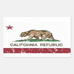 カリフォルニア共和国くまの旗 長方形シール