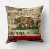 カリフォルニア共和国のヴィンテージのグランジな旗 クッション (裏面)