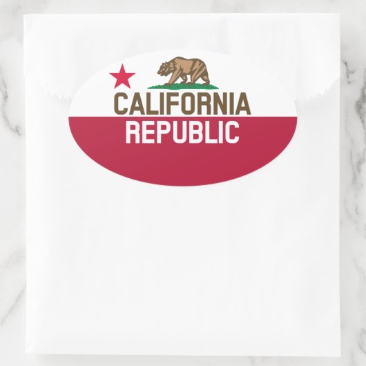 カリフォルニア共和国の州の旗によって合われるデザイン 楕円形シール (バッグ)