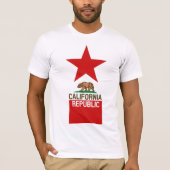 カリフォルニア共和国の州の旗の大きい星のデザイン Tシャツ (正面)