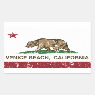 カリフォルニア共和国の旗のベニスのビーチ 長方形シール