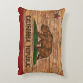 カリフォルニア共和国の旗のヴィンテージの木製のデザイン アクセントクッション (裏面(縦))