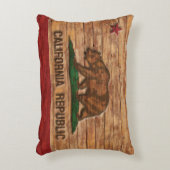 カリフォルニア共和国の旗のヴィンテージの木製のデザイン アクセントクッション (正面(垂直))