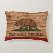 カリフォルニア共和国の旗のヴィンテージの木製のデザイン アクセントクッション (裏面)