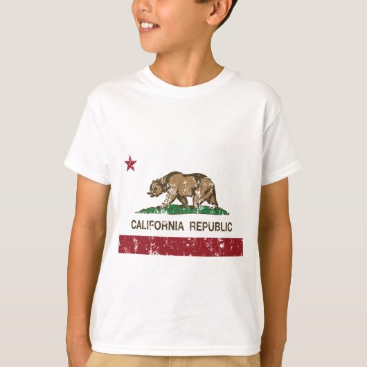カリフォルニア共和国の旗の動揺してな一見 Tシャツ (正面)