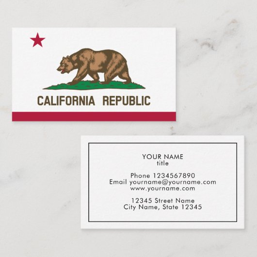 カリフォルニア共和国の旗の名刺のテンプレート 名刺 (正面/裏面)