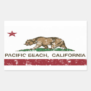 カリフォルニア共和国の旗の太平洋のビーチ 長方形シール