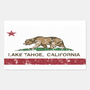 カリフォルニア共和国の旗タホ湖 長方形シール