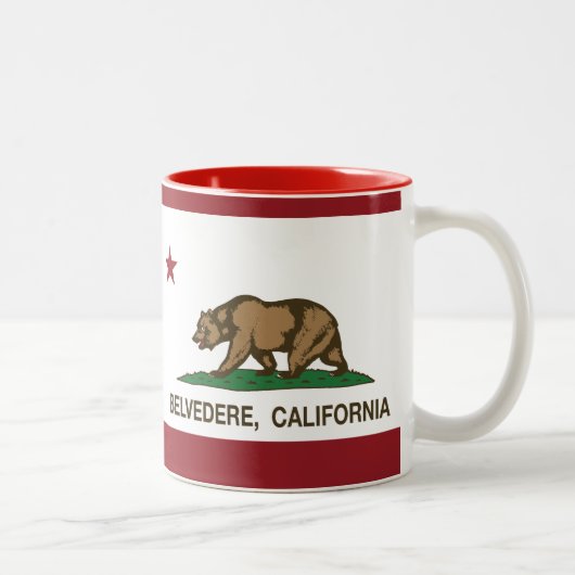 カリフォルニア共和国のBelvedereの旗 ツートーンマグカップ (右)