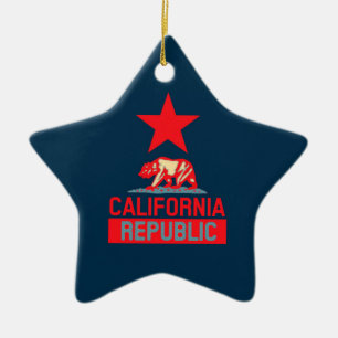 カリフォルニア共和国インレッド&ブルースタイルデコール セラミックオーナメント