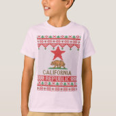 カリフォルニア共和国クリスマス醜いセータースタイル Tシャツ (正面)