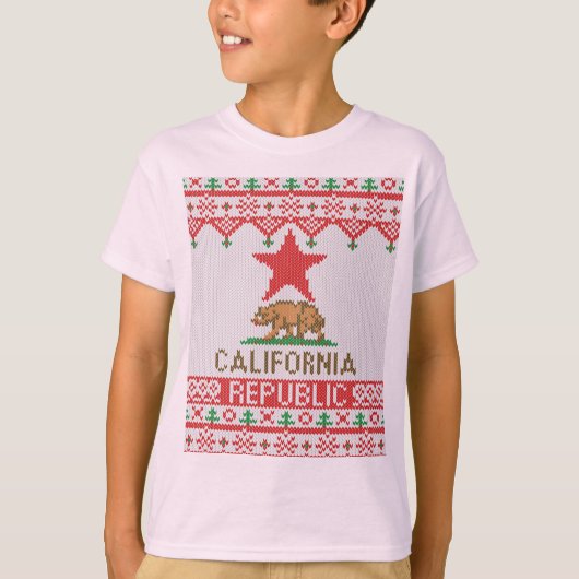 カリフォルニア共和国クリスマス醜いセータースタイル Tシャツ (正面)