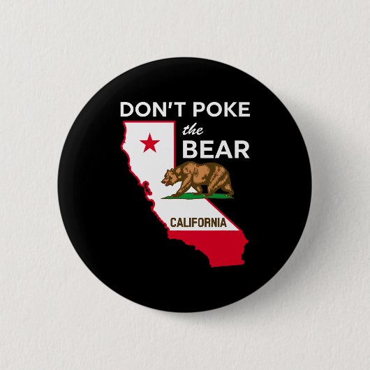 カリフォルニア共和国デザインのクマを残さない 缶バッジ (正面)