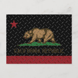 カリフォルニア共和国ブラックダイヤモンドプレート ポストカード